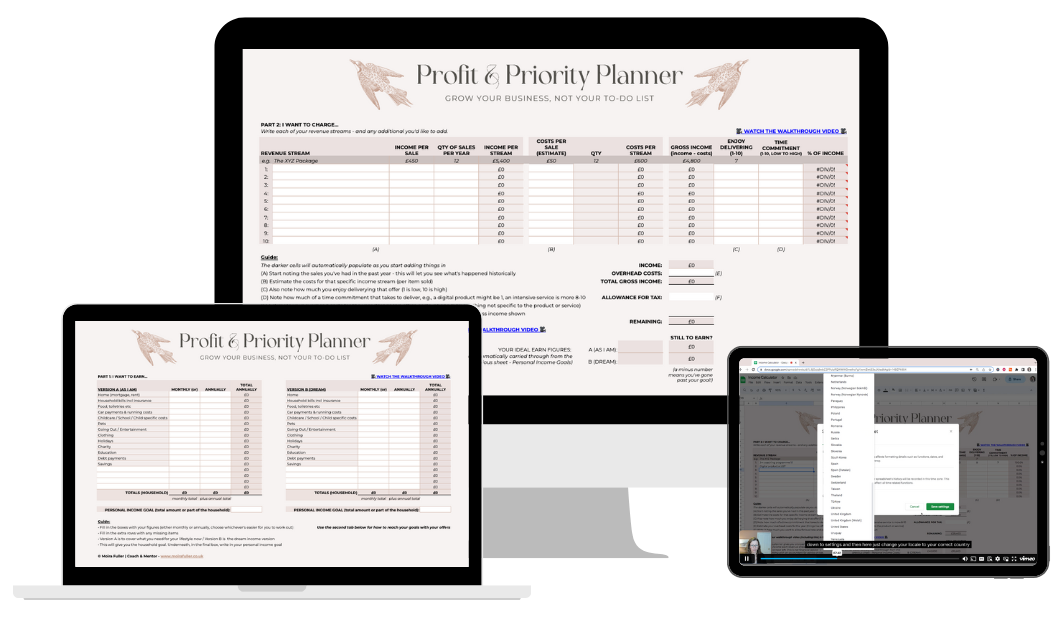 Profit & Priority Planner preview - Moira Fuller Business Strategist